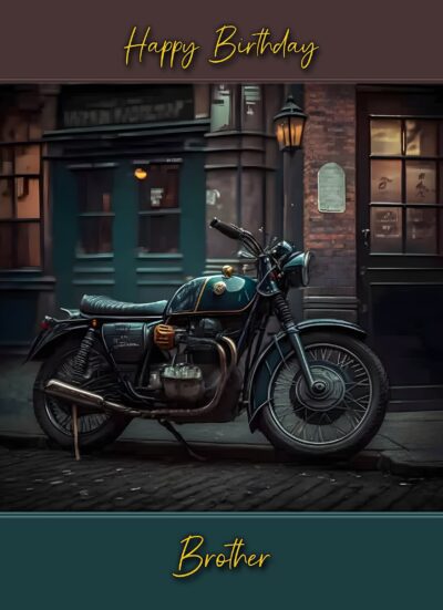 Classic Vintage Motorbike Birthday Card for Brother