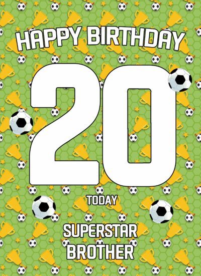 20th Birthday Football Card for Brother