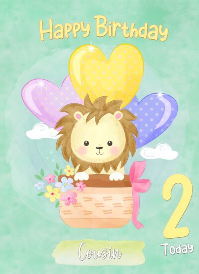 Kids 2nd Birthday Card for Cousin (Lion)