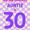 Auntie 30th Birthday Card (Purple Spots)