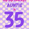 Auntie 35th Birthday Card (Purple Spots)