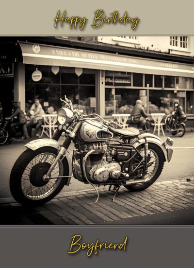 Classic Vintage Motorbike Birthday Card for Boyfriend