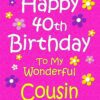 Cousin 40th Birthday Card (Pink)