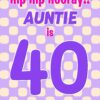 Auntie 40th Birthday Card (Purple Spots)
