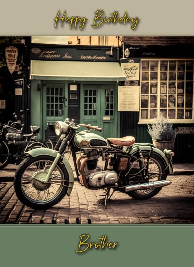 Classic Vintage Motorbike Birthday Card for Brother