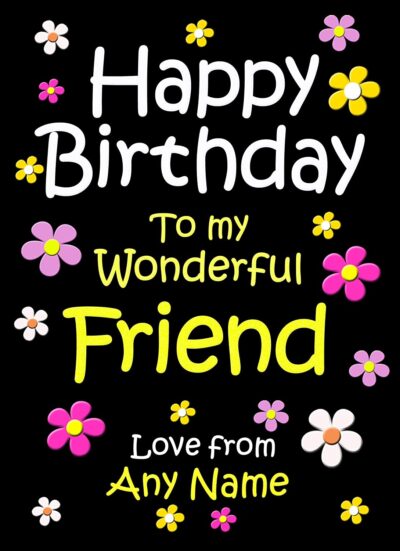 Personalised Friend Birthday Card (Black)
