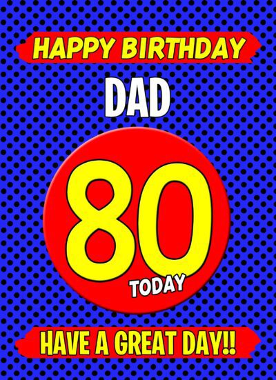 Dad 80th Birthday Card (Blue)