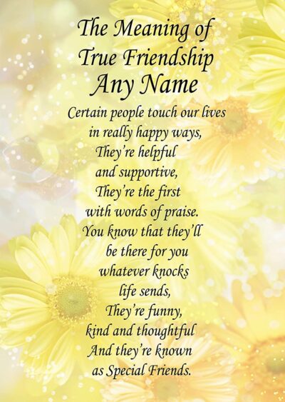 Personalised True Friendship Poem Verse Greeting Card