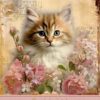 Cat Art Birthday Card for Granddaughter (Design 1)