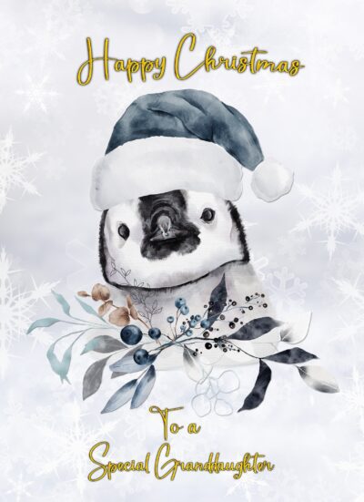 Christmas Card For Granddaughter (Penguin)