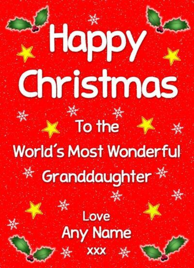 Personalised 'Granddaughter' Christmas Greeting Card