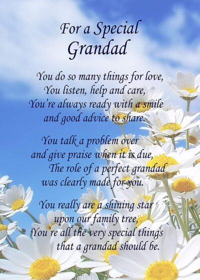 Special Grandad Poem Verse Greeting Card