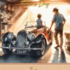 Vintage Classic Car Watercolour Art Fathers Day Card For Grandad (Design 4)