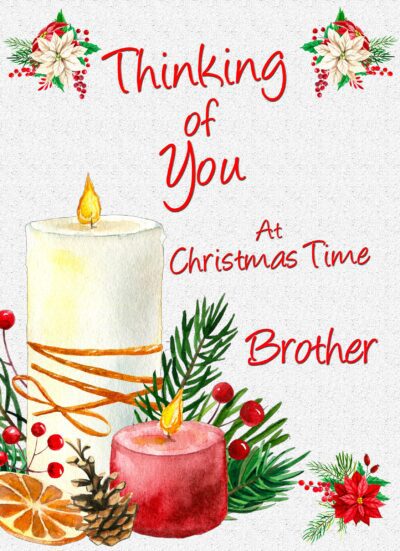 Thinking of You at Christmas Card For Brother (Candle)