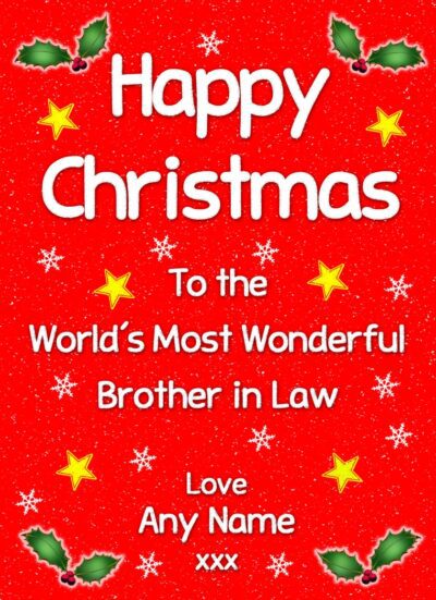 Personalised 'Brother in Law' Christmas Greeting Card