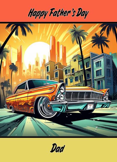 Classic Car Pop Art Fathers Day Card for Dad (Design 5)