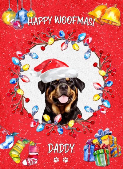Rottweiler Dog Christmas Card (Happy Woofmas