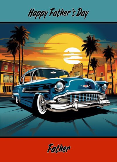 Classic Car Pop Art Fathers Day Card for Father (Design 3)
