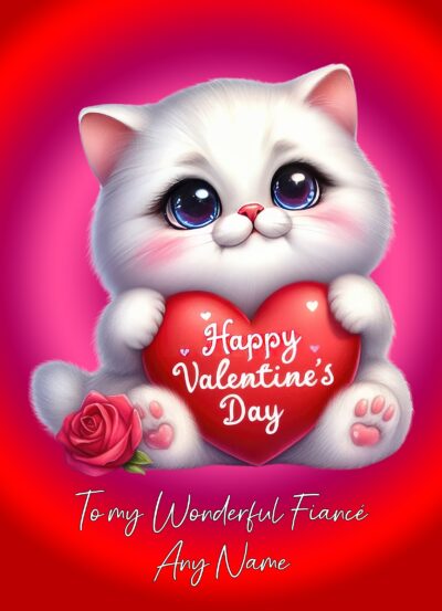 Personalised Valentines Day Card for Fiance (Cat Kitten)