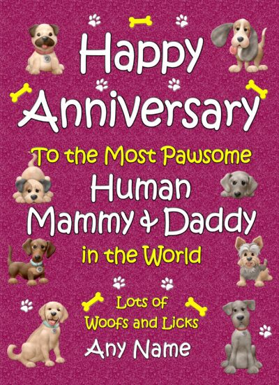 Personalised From the Dog Happy Anniversary Card (Human Mammy and Daddy)