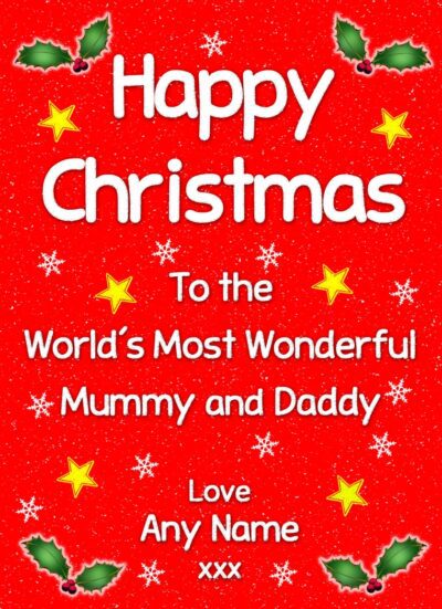 Personalised 'Mummy and Daddy' Christmas Greeting Card