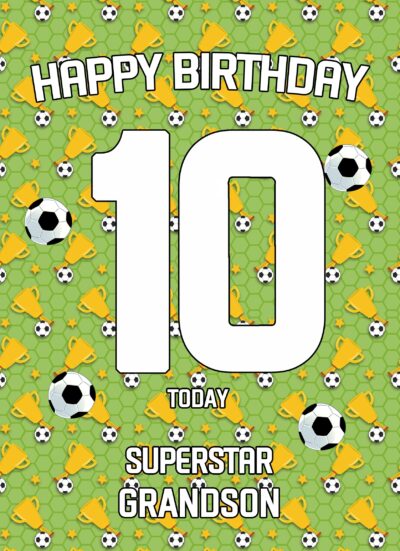 10th Birthday Football Card for Grandson