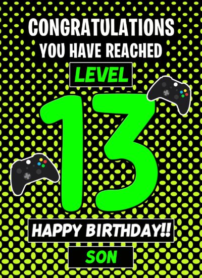 13th Level Gamer Birthday Card (Son)
