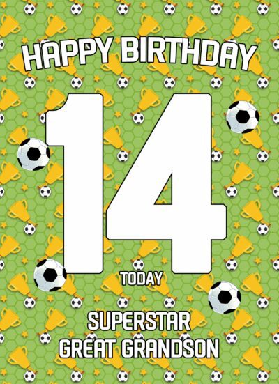 14th Birthday Football Card for Great Grandson