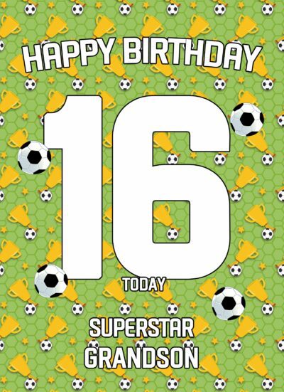 16th Birthday Football Card for Grandson