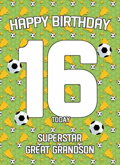 16th Birthday Football Card for Great Grandson