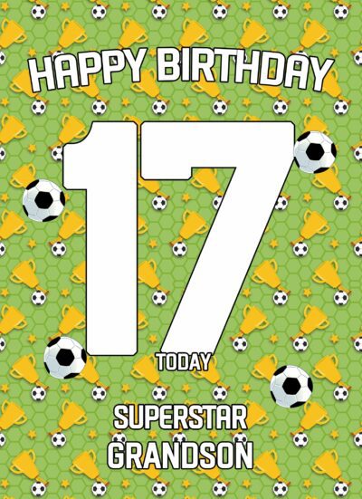 17th Birthday Football Card for Grandson