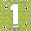 1st Birthday Football Card for Grandson