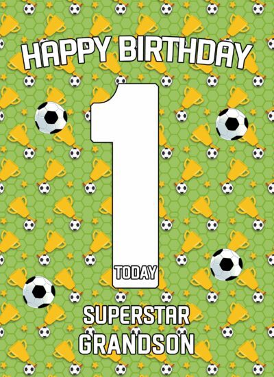1st Birthday Football Card for Grandson