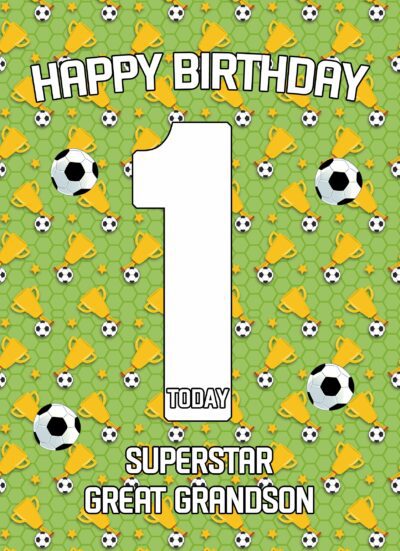1st Birthday Football Card for Great Grandson