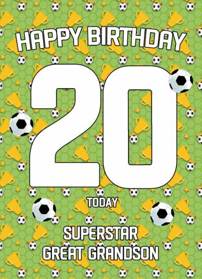 20th Birthday Football Card for Great Grandson