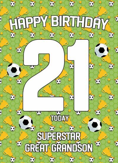 21st Birthday Football Card for Great Grandson