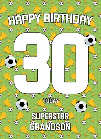 30th Birthday Football Card for Grandson