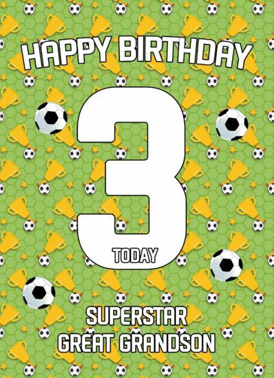 3rd Birthday Football Card for Great Grandson
