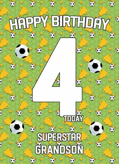 4th Birthday Football Card for Grandson
