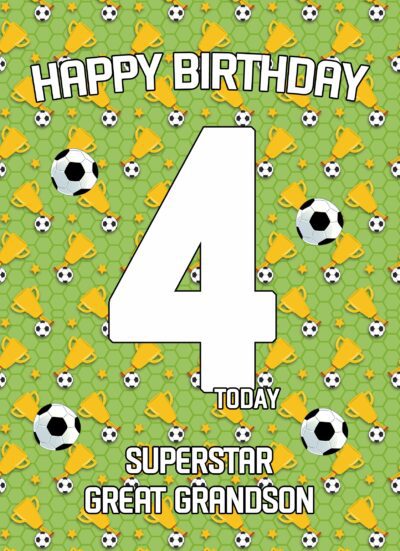 4th Birthday Football Card for Great Grandson