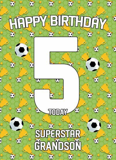 5th Birthday Football Card for Grandson
