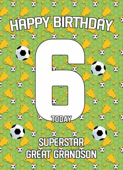 6th Birthday Football Card for Great Grandson