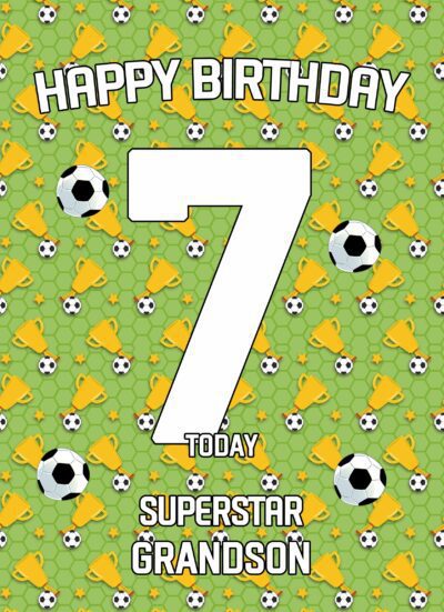 7th Birthday Football Card for Great Grandson