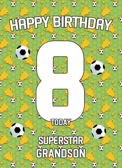 8th Birthday Football Card for Grandson