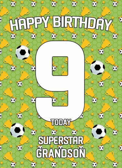 9th Birthday Football Card for Grandson