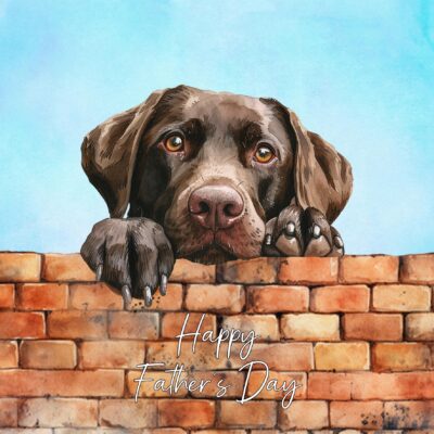 Chocolate Labrador Dog Art Square Fathers Day Card