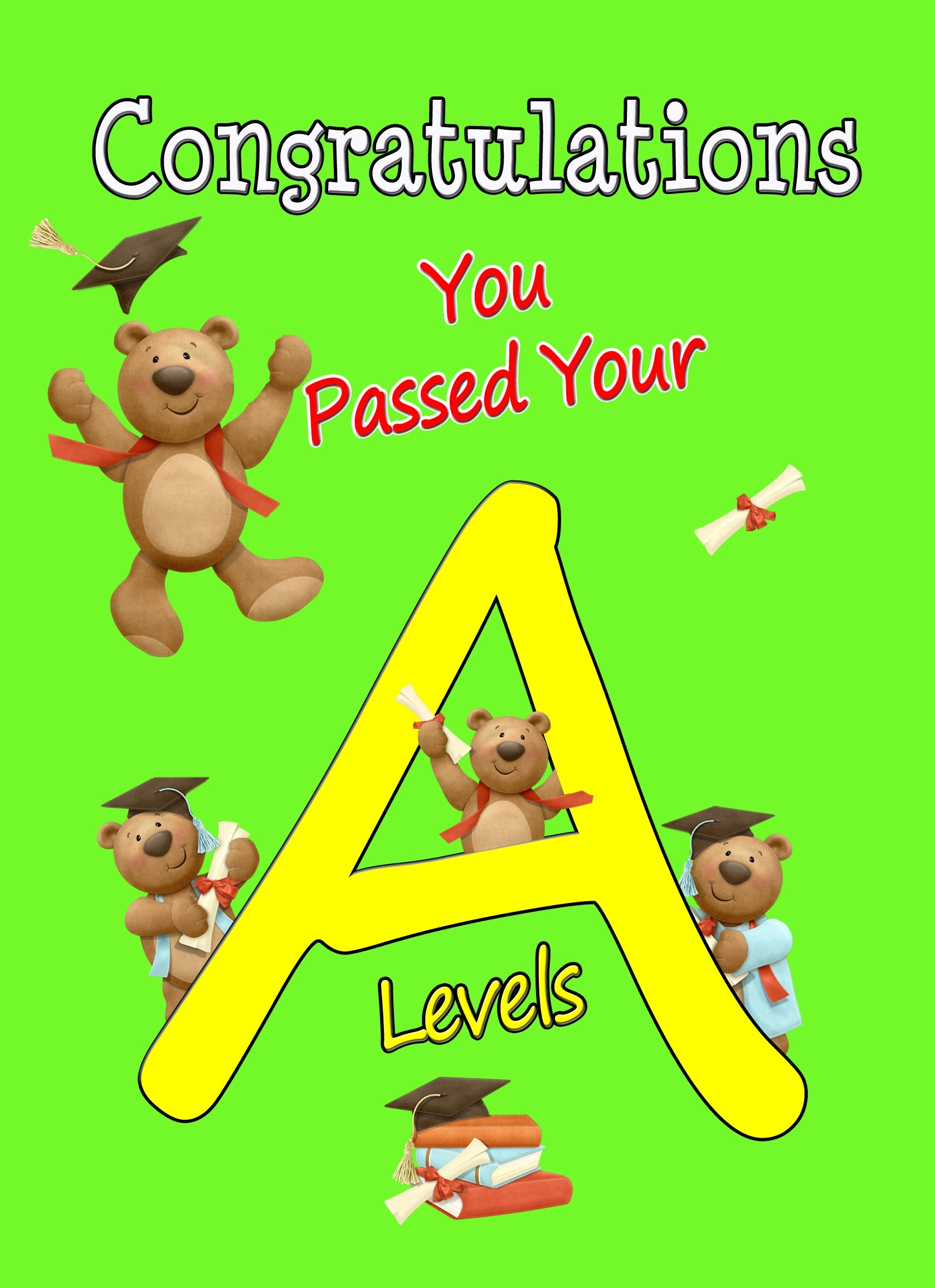 Congratulations on Passing Your A Level Exams Card (Green) - Fat Cat Cards