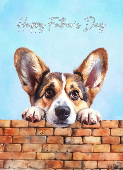 Corgi Cardigan Dog Art Fathers Day Card