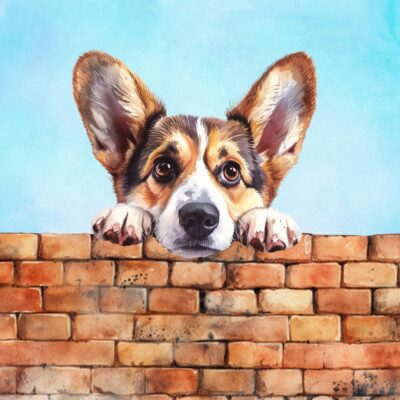 Corgi Cardigan Dog Art Square Blank Greeting Card