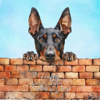 Doberman Dog Art Square Fathers Day Card